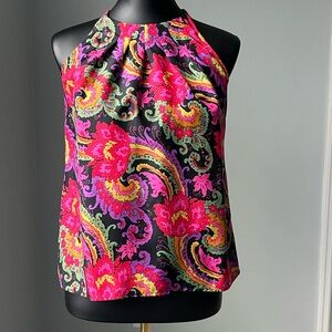 J. Crew Factory vibrant paisley floral silk halter top